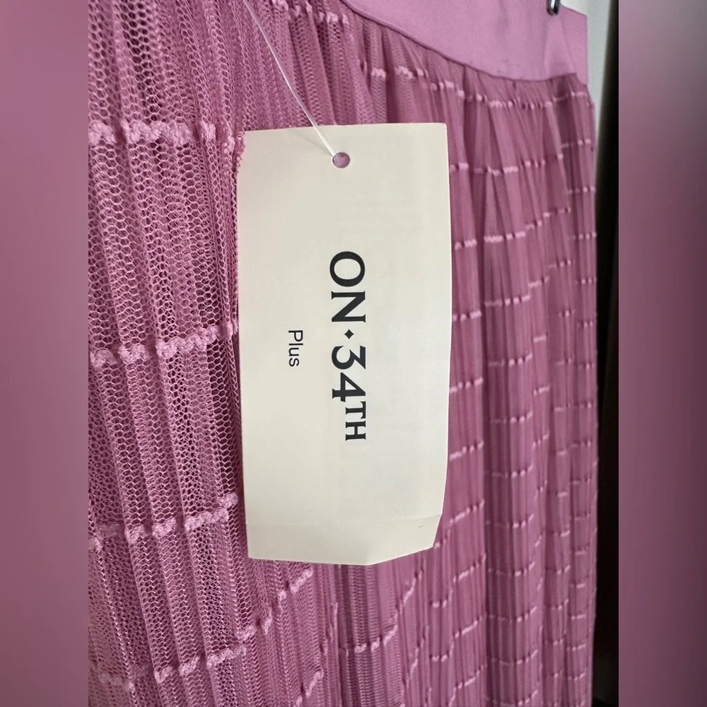 On 34th Tulle Mauve Orchid A-Line Midi Skirt Plus Size 1X - Picture 7 of 9